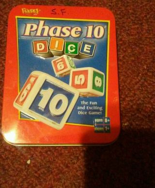 Phase 10 Dice Game In Metal Tin From Fundex 2002 Complete