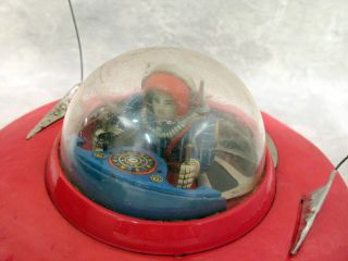 1950 Ko Yoshiya Japan Tin Battery operated Robot Flying Saucer Space Pilot Runs 2