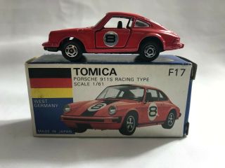 Tomy Tomica F17 Porsche 911s Red Rally Type 1/61 Diecast Car Made In Japan
