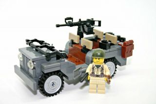 World War 2 American Willy ' s Jeep WW2 w/ minifigure made with real LEGO® bricks 4