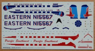AURORA DC - 8 & 727 MODEL KIT DECALS PLUS FIVE OTHERS VARIOUS AIRLINES & SCALES 5