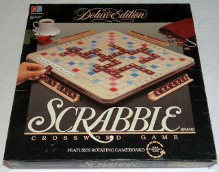 1989 Milton Bradley Scrabble Turntable Deluxe Edition Crossword Board Game