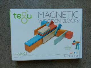 Tegu 22 Piece Set In Sunset Magical Magnetic Building Wooden Blocks For Kids