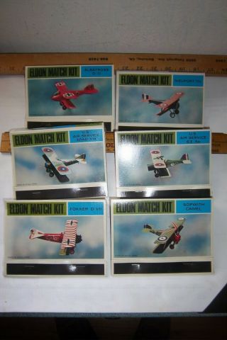 1968 Eldon Match Kit 1:72 Scale 6 Military Aircraft Model Kits Sopwith Camel