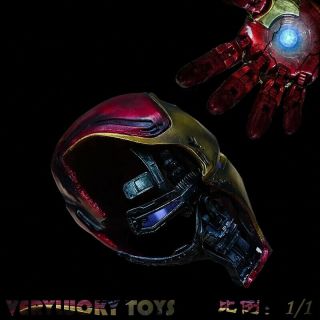 1/1 Verylucky Toys Vl1902 Avengers 4 Iron Man Mk50 Battle Damage Helmet Light