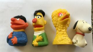 Vintage 1973 Set Of 3 Sesame Street Muppets Finger Puppets,  Plus Snoopy