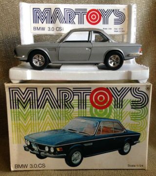 1974 - 76 Martoys (bburago) Silver Bmw 3.  0 Cs (e9) 1:24 Scale - Stand Box