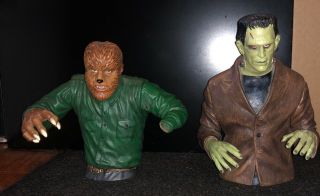 Diamond Select Universal Monsters Bank Frankenstein And Wolfman 8”