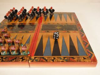 Peruvian Handmade Painted Backgammon Set Llamas Condors Nazca Lines 4