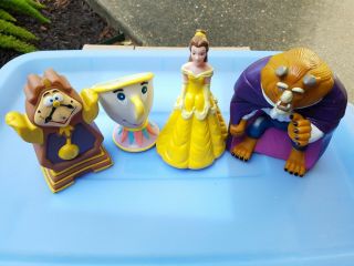 Pizza Hut 1992 Complete Set Beauty And The Beast Hand Puppets Vintage 90’s