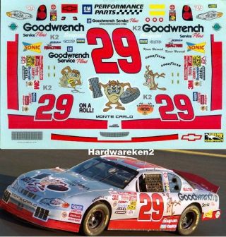 Nascar Decal 29 Goodwrench Taz 2001 Rock & Roll 400 Monte Carlo Kevin Harvick