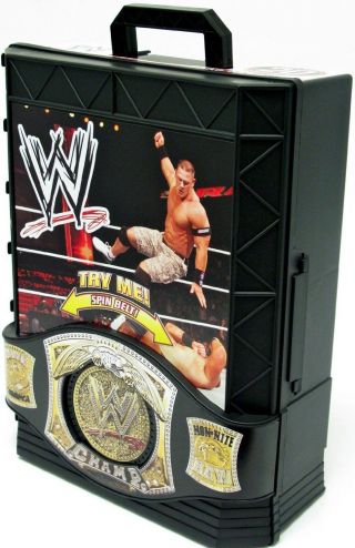 Wwe Action Figure Case Storage Spinning Belt Wrestling Raw Cena Made In Usa