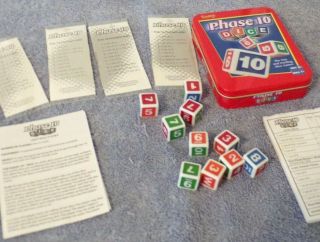 Phase 10 Dice ‐ Fundex Tin Edition 2004 - Complete With Instructions Score Pad