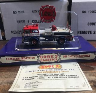 Code 3 - Patriot Fire Department Mack C Pumper 1:64 12351 In Packaging