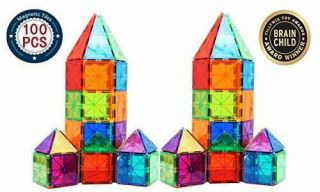 100 Piece 3d Color Magnetic Magnet Building Blocks Tiles Set