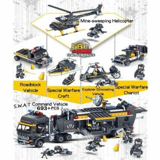 YETAA SWAT Command Vehicle Model Building Blocks Gift Arms Truck Toys Legofigure 2