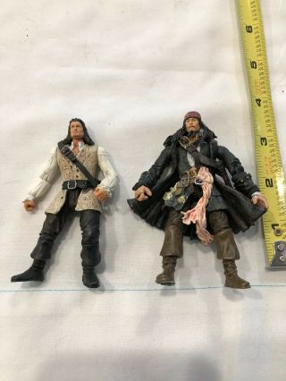 2 Disney Pirates Of The Caribbean Captain Jack Sparrow & Will 4 Inch Figures