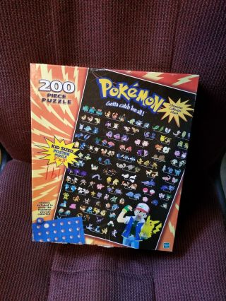 1999 Pokemon 200 Piece Poster Puzzle Hasbro Milton Bradley Nintendo 200/200