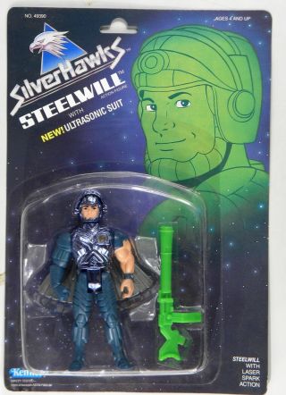 Kenner Silver Hawks Mosc Silverhawks Steelwill With Ultrasonic Suit C - 8,