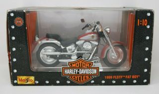 Maisto Harley Davidson Motorcycles 1999 Flstf Fat Boy 1:10 Scale Diecast
