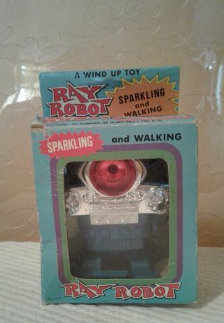Vintage Wind - Up Ray Space Robot Boxed Hong Kong Sparkling And Walking Not Japan