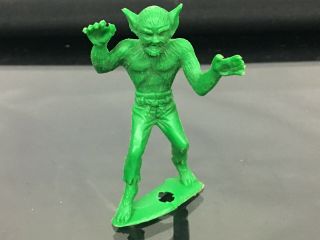 Vintage 1960s Mpc 2.  5 " Plastic Halloween Monster Figure Werewolf Wolfman Green