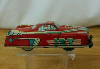 Vintage King Jet Japan 1950 ' S Tin Litho Friction Toy Metal Car 3
