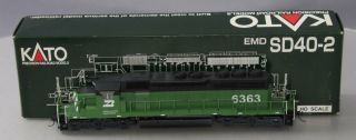 Kato 37 - 2702 Ho Scale Burlington Northern Emd Sd40 - 2 Diesel Locomotive 6363/box