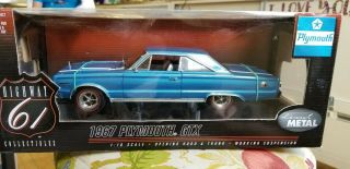 Highway 61 Die Cast 1/18th Scale Collectible Car 1967 Plymouth Gtx Black Nib Hot