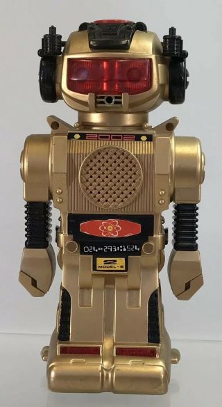 Vintage 1980s Bright Magic Mike Gold Robot Model B 2002 10.  5” Figure Decor