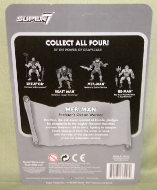 Mer - Man Grayscale Masters Of The Universe Reaction Funko Super7 3.  75 " Nycc