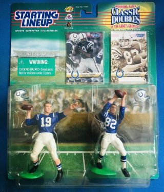 1999 Starting Lineup Classic Doubles Johnny Unitas & Raymond Berry Figures Moc