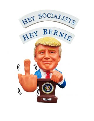 Donald Trump F K U Bernie & F K U Socialists Bobble Finger Bobblehead Funny