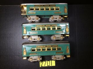 Set Of 3 American Flyer Cars,  2 3171 Pullman,  One 3172 Observation 1930’s
