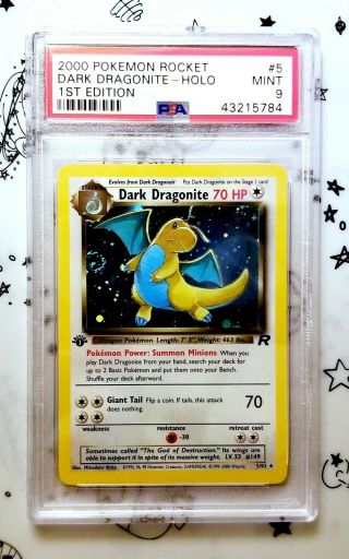Pokemon 2000 Team Rocket - 1st Edition Dark Dragonite Holo Card 5/82 Psa 9 Nm/mt