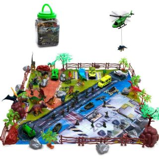 Kids Dinosaur Play Mat Set Mini 100 Piece Army Soldiers Figures Boy Toy Gift