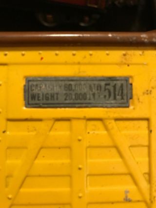 Pre - War Lionel Standard Gauge 514 Yellow Brown Refrigerator Box Car 2