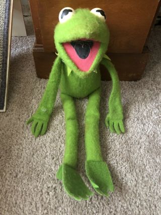 Kermit The Frog Stuffed Plush Vintage Fisher Price 850 18” From 1976