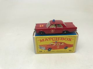 Matchbox Series - Lesney Product - 59 Fire Chief Car - Ford Galaxie - - W/ Box
