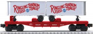 K - Line By Lionel 6 - 21472 Ringling Bros.  Barnum & Bailey Circus Flat With Trailer