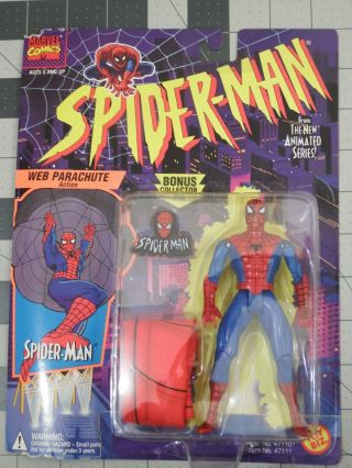 1994 Toy Biz Spider - Man Animated Series Web Parachute Action Marvel Vintage