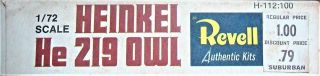NOS 1966 REVELL HEINKEL He 219 OWL Model Plane KIt AIRPLANE GERMAN NIGHT FIGHTER 2