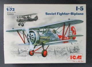 Icm 1/72nd Scale I - 5 Soviet Fighter Bi Plane Kit No.  72053 In Open Box
