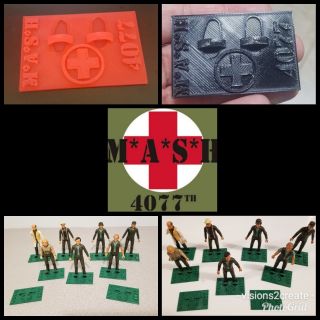 M A S H Mash 4077th 1982 Action Figure Custom Set Of 3 Stands Tri - Star Toy