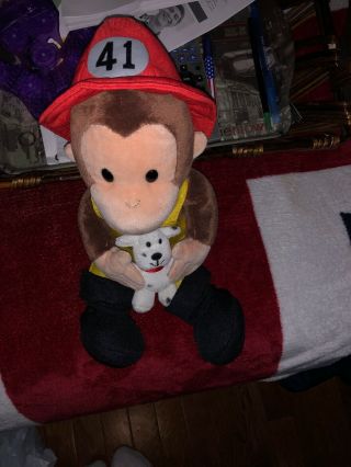 Curious George Fireman Plush 12 Inch - With Tags