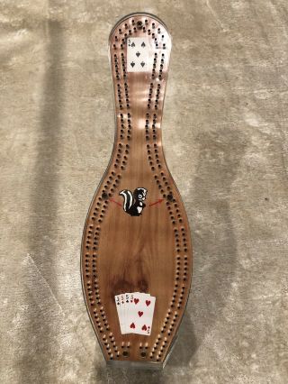 Sports Boards Bowling Pin Cribbage Board 6 Pegs Skunk Logo Duck Hunting Usa