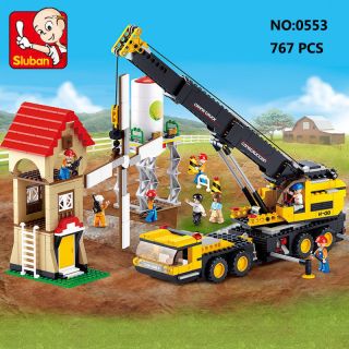 Sluban Engineering B0553 Heavy Lifting Crane Truck Building Block Assembled Toy
