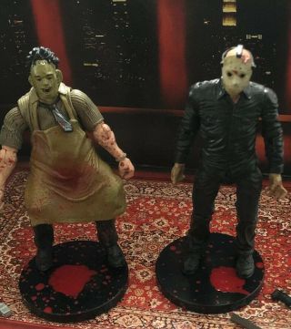 Cinema Of Fear Jason And Leatherface 3.  75 " Action Figures Mezco Both