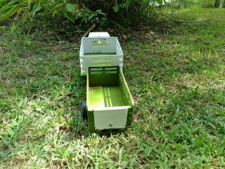 Vintage Nylint Farms Flat Bed Pickup Truck and Trailer Green Pressed Steel 2