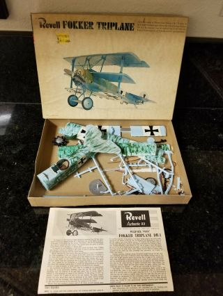 Vintage Revell German Dr - 1 Fokker Triplane Plane 1/28 Scale Model Kit